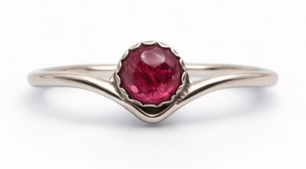 OOAK Pink Tourmaline Ring Chevron Size 6.75 Sterling Silver 4mm Natural Gemstone Stacking Ring