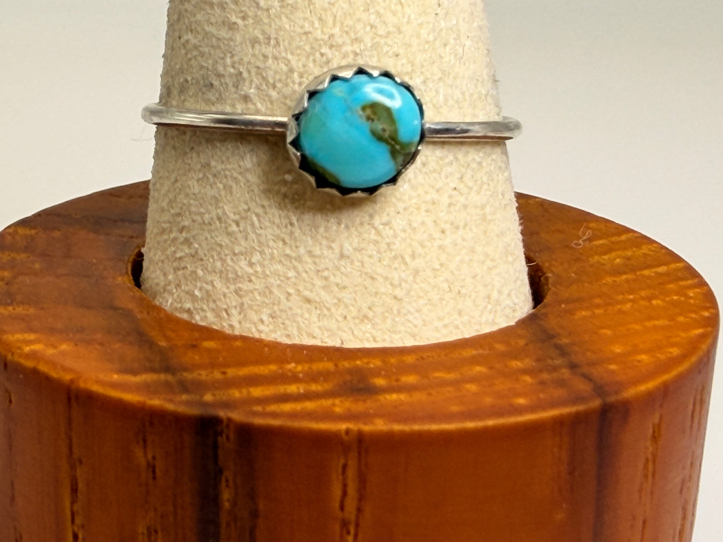 Genuine Sonoran Turquoise Ring Size 7.5, Handmade Sterling Silver Ring, Dainty Turquoise Ring, Minimalist Stackable Ring, Natural Stone Ring