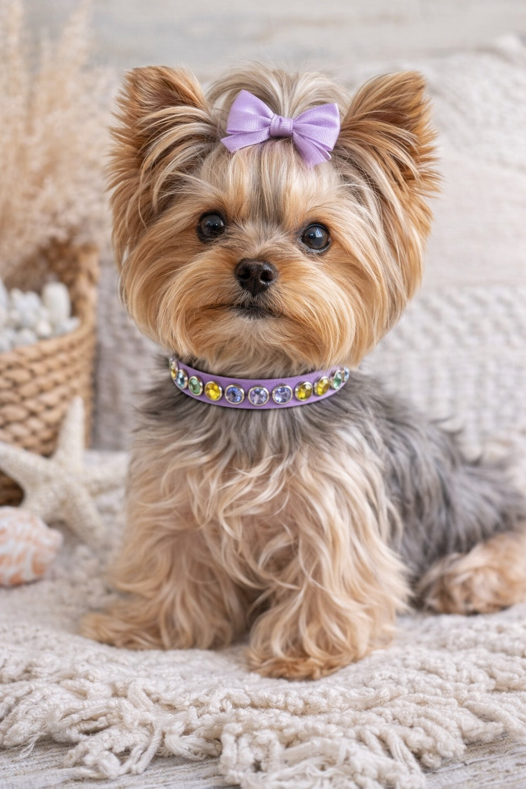 READY TO SHIP!!! 7.5" - 9.5" & .5" Wide Luxury Dog Cat Vegan Leather Biothane Amethyst Purple Crystal Collar