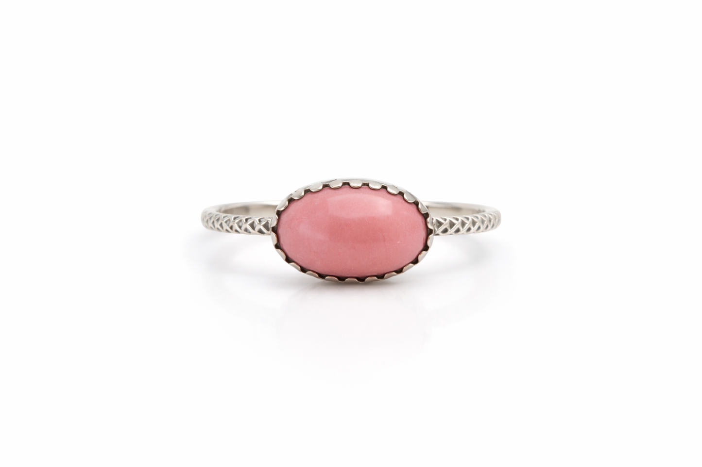 OOAK Pink Australian Opal Ring Size 6.5 Sterling Silver 9x7mm Natural Opal Stacking Ring
