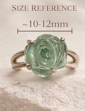 Fluorite Rose Ring Sterling Silver, Hand Carved Stone Ring, Purple Green Fluorite Ring, Statement Ring Size 9, Artisan Floral Jewelry