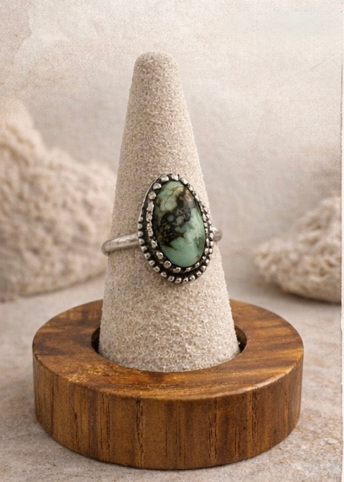 Snowville Variscite Ring Size 5 – Handmade Sterling Silver Ring, Natural Green Variscite, OOAK Artisan Coastal Boho Luxe
