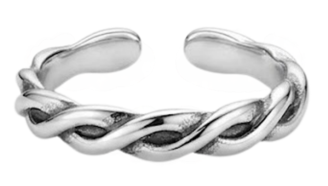 Sterling Silver Adjustable Toe Ring, Handmade Wave Toe Ring, Coastal Beach Jewelry, Minimalist Summer Foot Ring, Tidal Wave Toe Ring