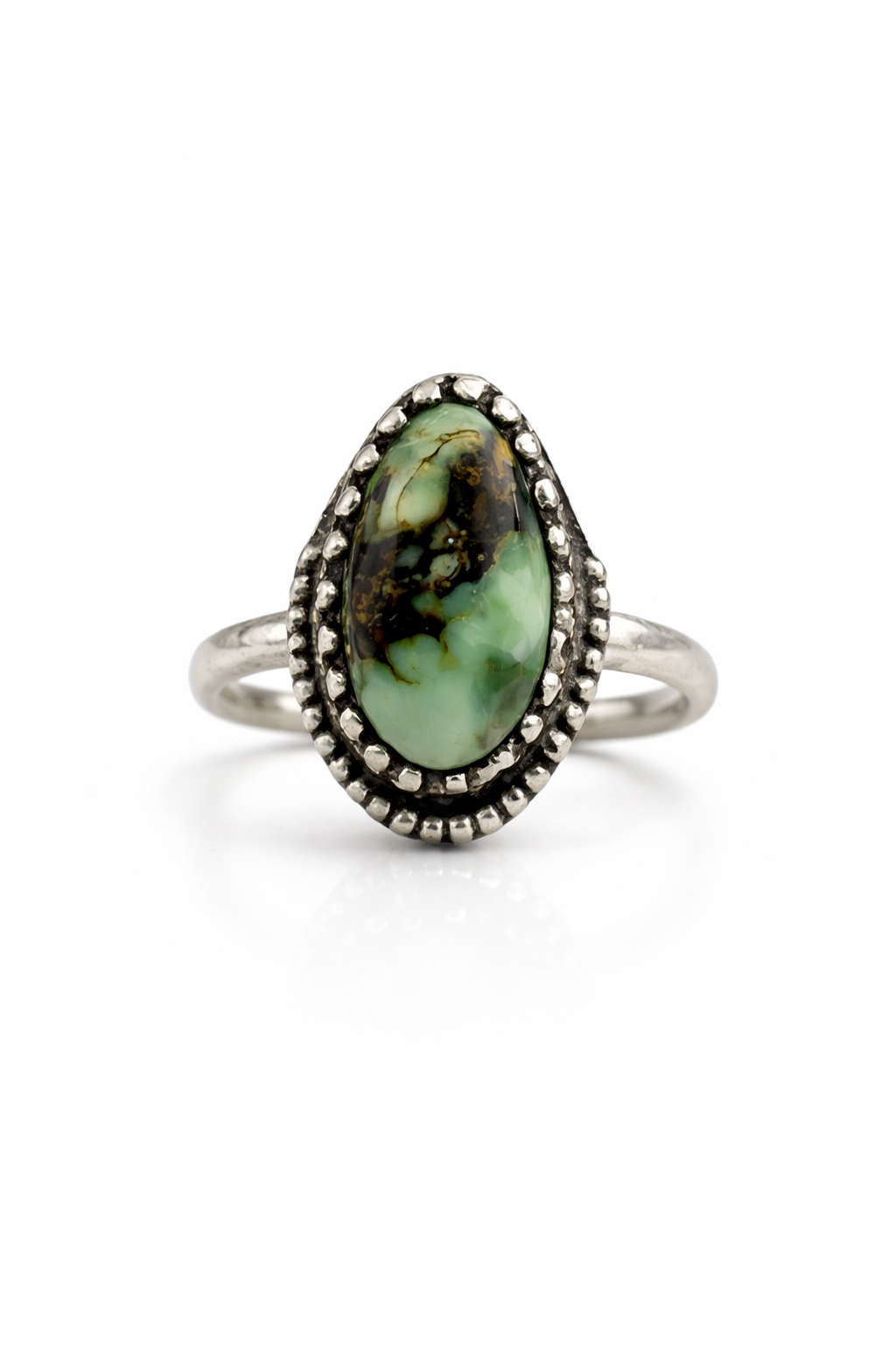 Snowville Variscite Ring Size 5 – Handmade Sterling Silver Ring, Natural Green Variscite, OOAK Artisan Coastal Boho Luxe