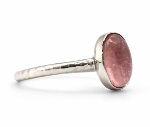 Pink Tourmaline Ring Size 5.75, Natural Pink Tourmaline Sterling Silver Ring, Handmade Gemstone Ring, October Birthstone Jewelry, Feminine Ring