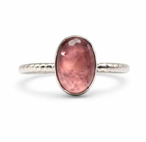 Pink Tourmaline Ring Size 5.75, Natural Pink Tourmaline Sterling Silver Ring, Handmade Gemstone Ring, October Birthstone Jewelry, Feminine Ring
