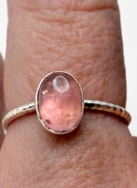 Pink Tourmaline Ring Size 5.75, Natural Pink Tourmaline Sterling Silver Ring, Handmade Gemstone Ring, October Birthstone Jewelry, Feminine Ring