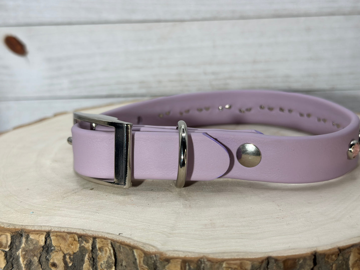 READY TO SHIP!!! 11" - 13" & .75" wide Pastel Lilac Lavender Purple White Pink Vegan Leather Biothane Crystal Luxury Dog Collar
