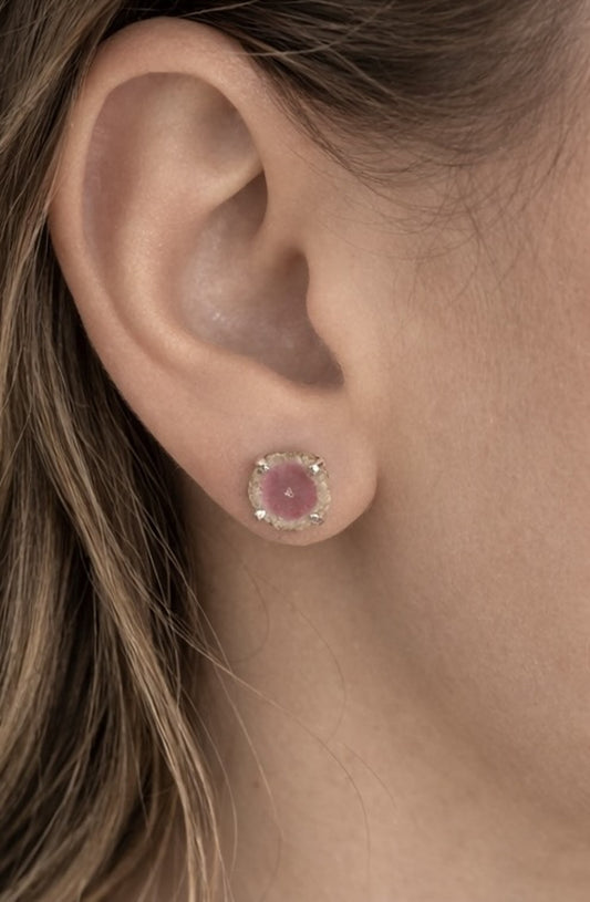 Pink Amethyst Stalactite Stud Earrings Sterling Silver OOAK Natural Gemstone Earrings Gift for Her