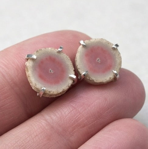 Pink Amethyst Stalactite Stud Earrings Sterling Silver OOAK Natural Gemstone Earrings Gift for Her