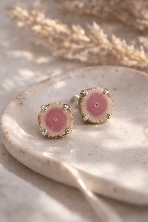 Pink Amethyst Stalactite Stud Earrings Sterling Silver OOAK Natural Gemstone Earrings Gift for Her