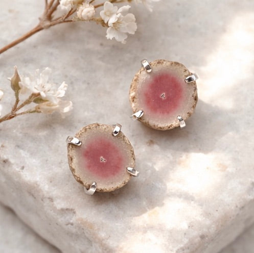 Pink Amethyst Stalactite Stud Earrings Sterling Silver OOAK Natural Gemstone Earrings Gift for Her