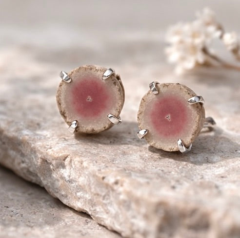 Pink Amethyst Stalactite Stud Earrings Sterling Silver OOAK Natural Gemstone Earrings Gift for Her