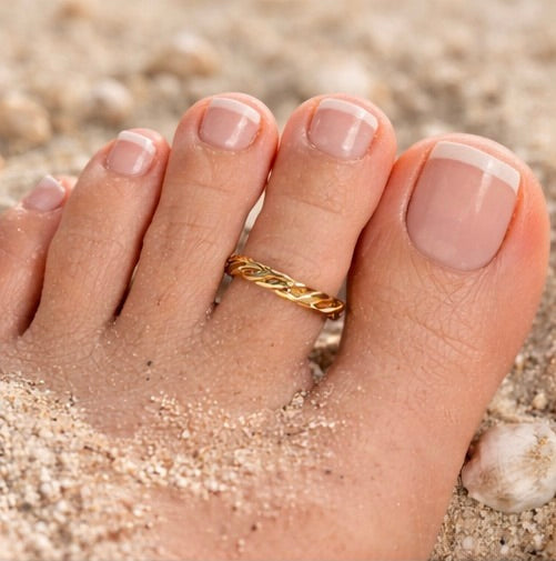 Adjustable 14k Gold Filled Toe Ring, Tidal Weave, Handmade Gold Toe Ring, Minimalist Beach Jewelry, Stackable Summer Ring, Gift for Her