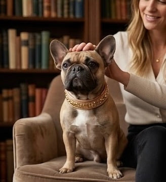 Luxury Rose Gold Leather Dog Collar | Solid Brass Hardware | Genuine Crystal & Crystal Aurum | 2” Wide Padded Statement Collar | 21–23”