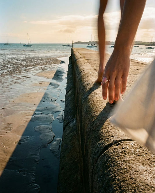 Australian Pink Opal Ring – Handcrafted Sterling Silver – Natural Pink Opal Oval Cabochon – Size 6.25 Minimalist Gemstone Ring