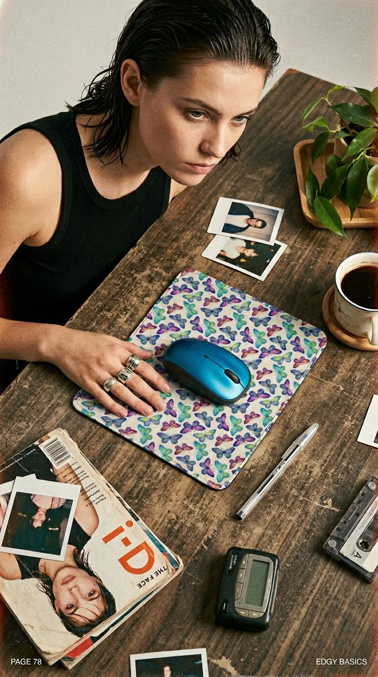 Boho Leather Butterfly Mouse Pad