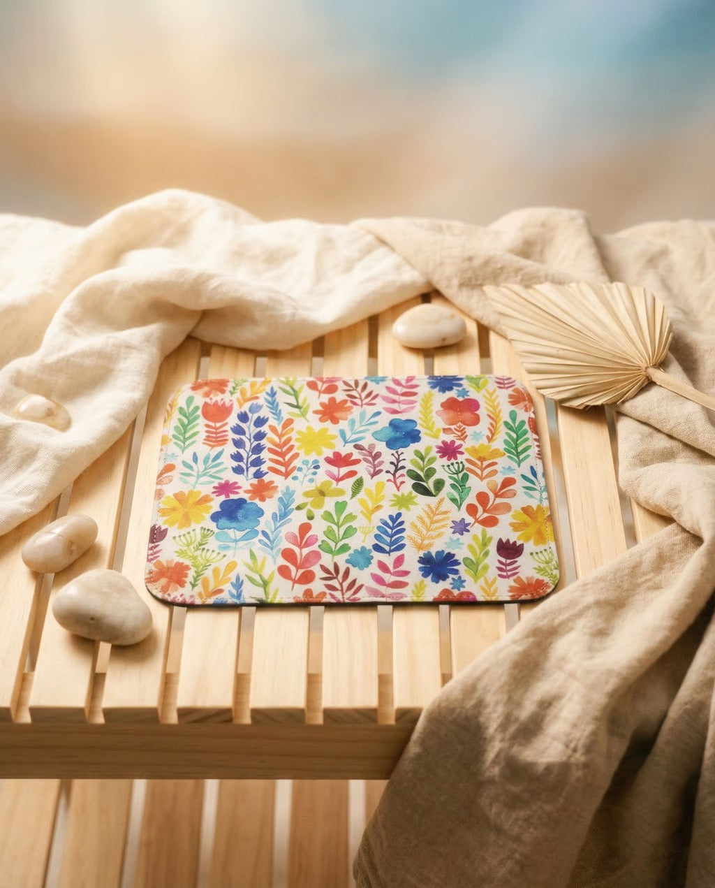 Boho Leather Flowers Mouse Pad