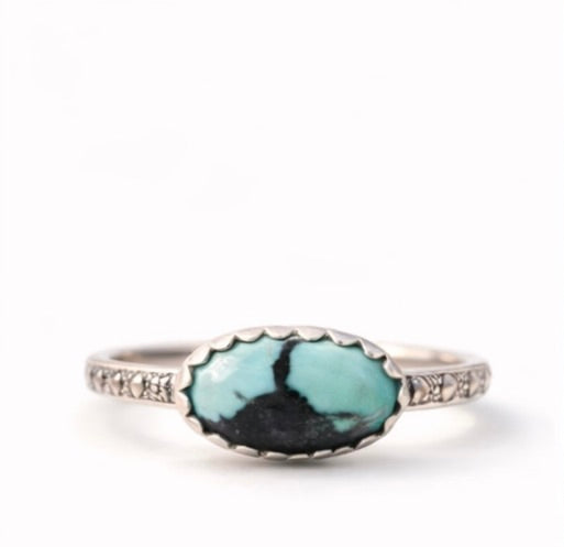 Cloud Mountain Turquoise Ring Size 8, Natural Turquoise Sterling Silver Ring, Handmade Turquoise Ring, Southwestern Boho Ring, Artisan Jewelry