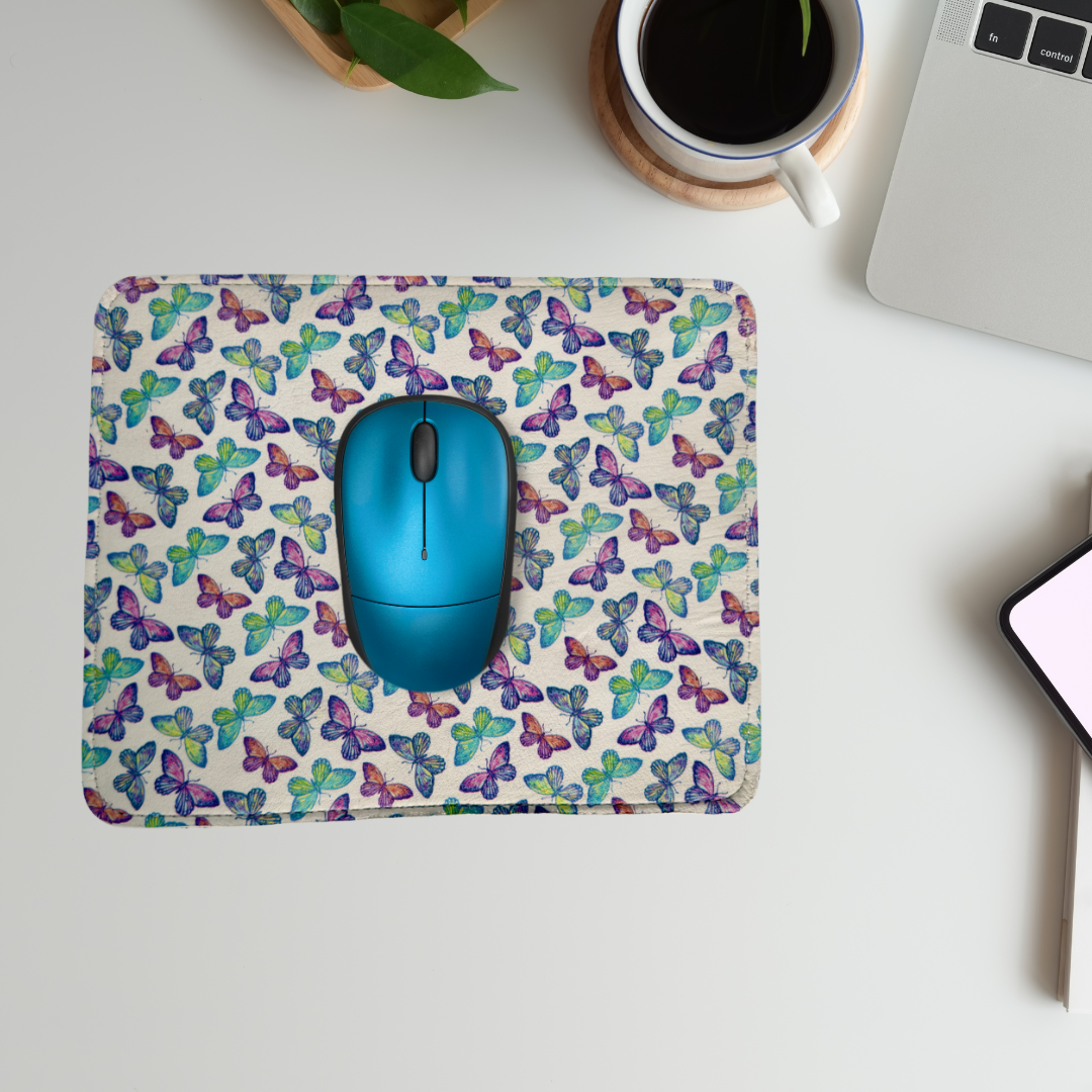 Boho Leather Butterfly Mouse Pad