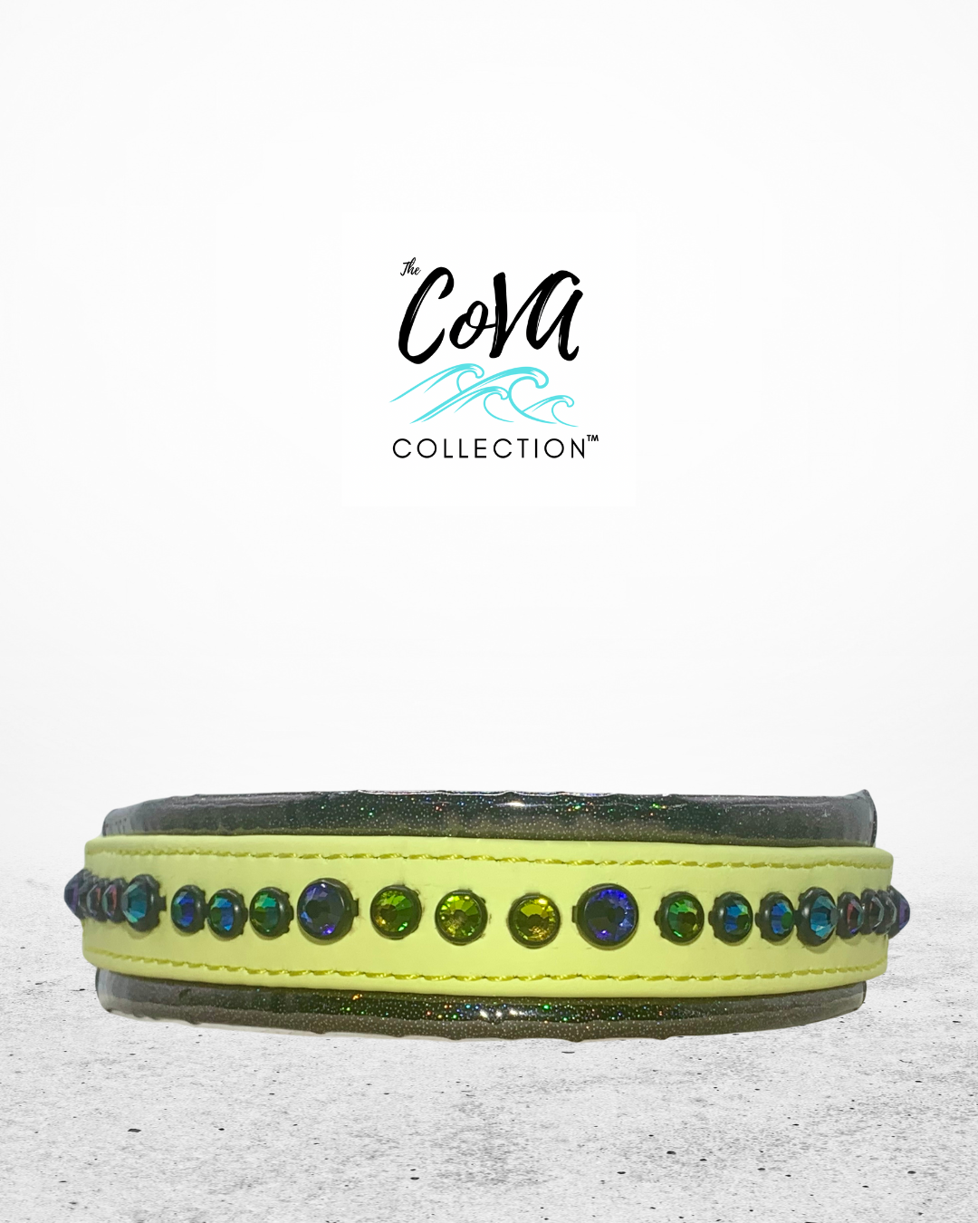 New Color Release - Pastel Yellow READY TO SHIP! 15.5" - 17.5" & 1.5W" Heliotrope Vitrail Medium Biothane Crystal Luxury Dog Cat Collar