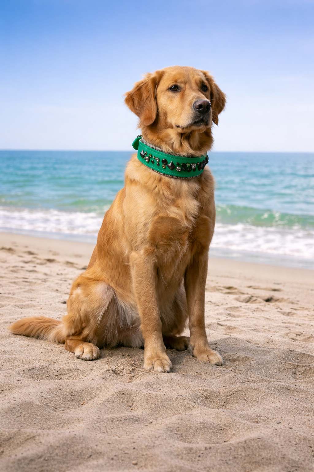 READY 2 SHIP!!! 14.5"-16.5" & 2"w NEW Emerald Green Freestyle Dragon Snake Vegan Leather Biothane Crystal Luxury Dog Cat CoVA Collar