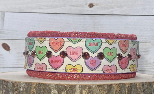 READY TO SHIP!!! Sample Sale 15 - 17 & 2W Candy Valentines Hearts Red Leather Bling Crystal Luxury CoVA Dog Cat Collar
